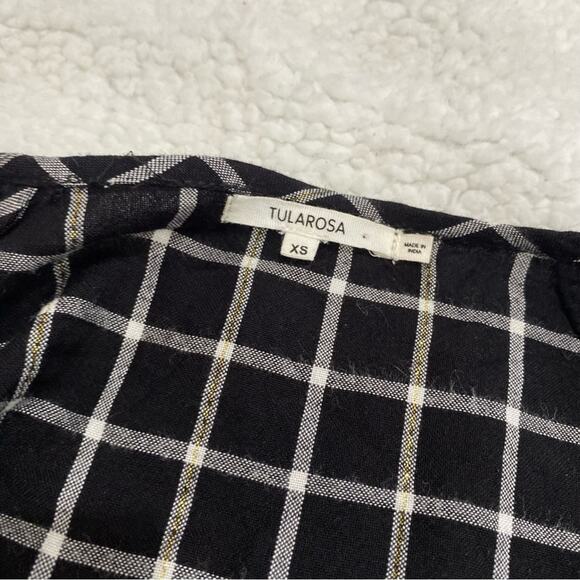 Tularosa Camille Wrap Top Black White Plaid Long Sleeve Blouse Sz XS - Picture 7 of 9